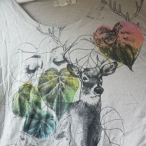 Nature Deer, Fox, and Woman Graphic T-shirt